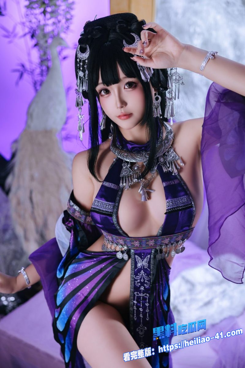 顶级国产嫩模日奈娇COS苗疆巫女爆乳纱裙蝴蝶乳贴若隐若现5