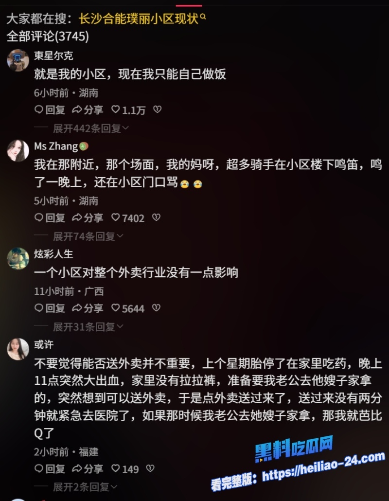 长沙外卖事件长沙合能璞丽小区物业双标激怒骑手千人大军鸣笛抗议现场视频流出太燃了 10