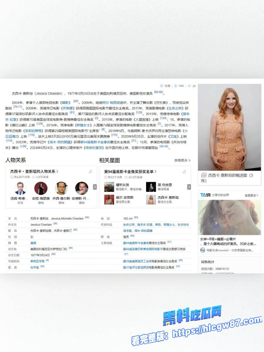 好莱坞红毯女王杰西卡查斯坦 0 好莱坞红毯女王杰西卡查斯坦 0