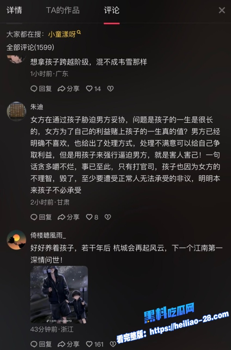 江南第一深情童锦程被捞女小童漾呀设局生下孩子万字长文索要220万天价抚养费19