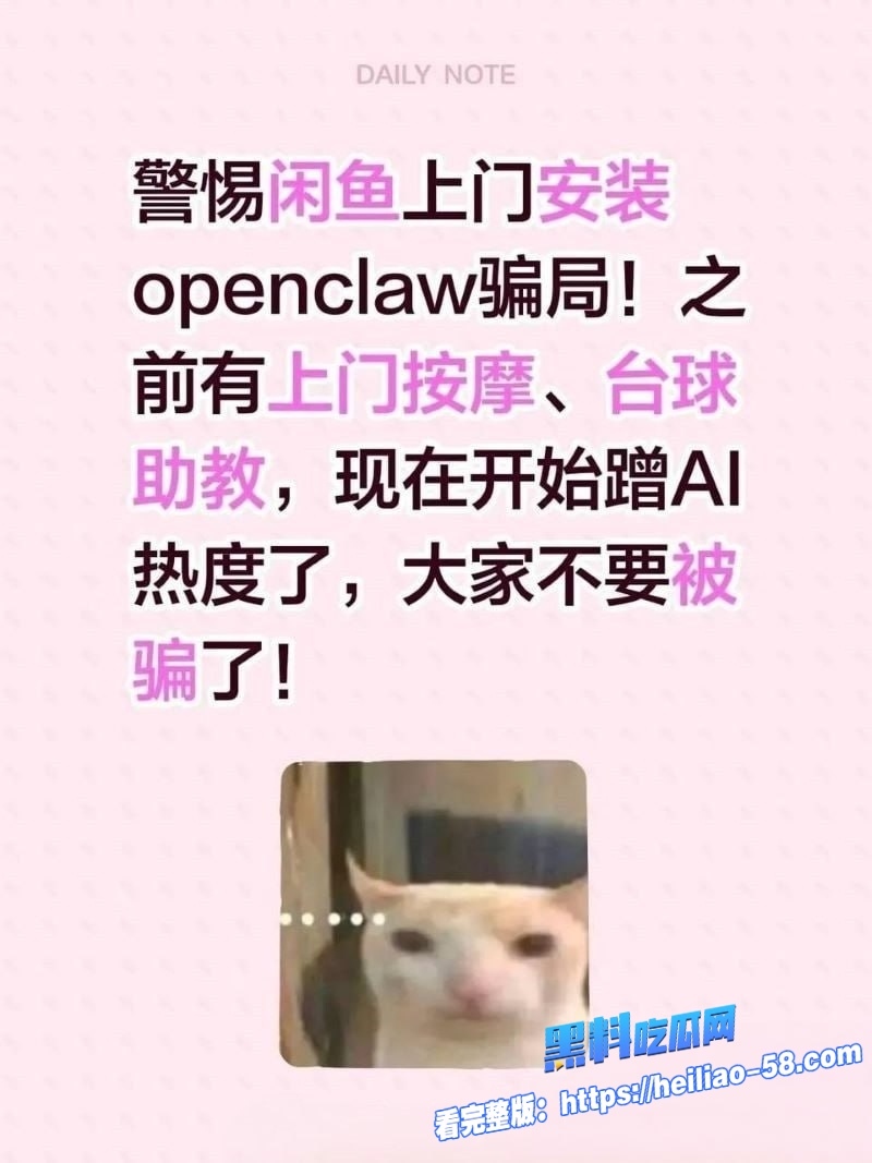 OpenClaw上门安装黑幕升级美女工程师2小时1200元全国捞金4