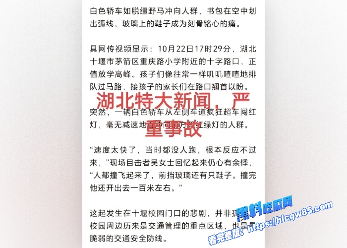 全网热议央媒报道湖北十堰重庆路小学门口惨案汽车撞人伤亡惨重完整现场画面流出祖国花朵们就这样给疯子摧残了 9 全网热议央媒报道湖北十堰重庆路小学门口惨案汽车撞人伤亡惨重完整现场画面流出祖国花朵们就这样给疯子摧残了 9
