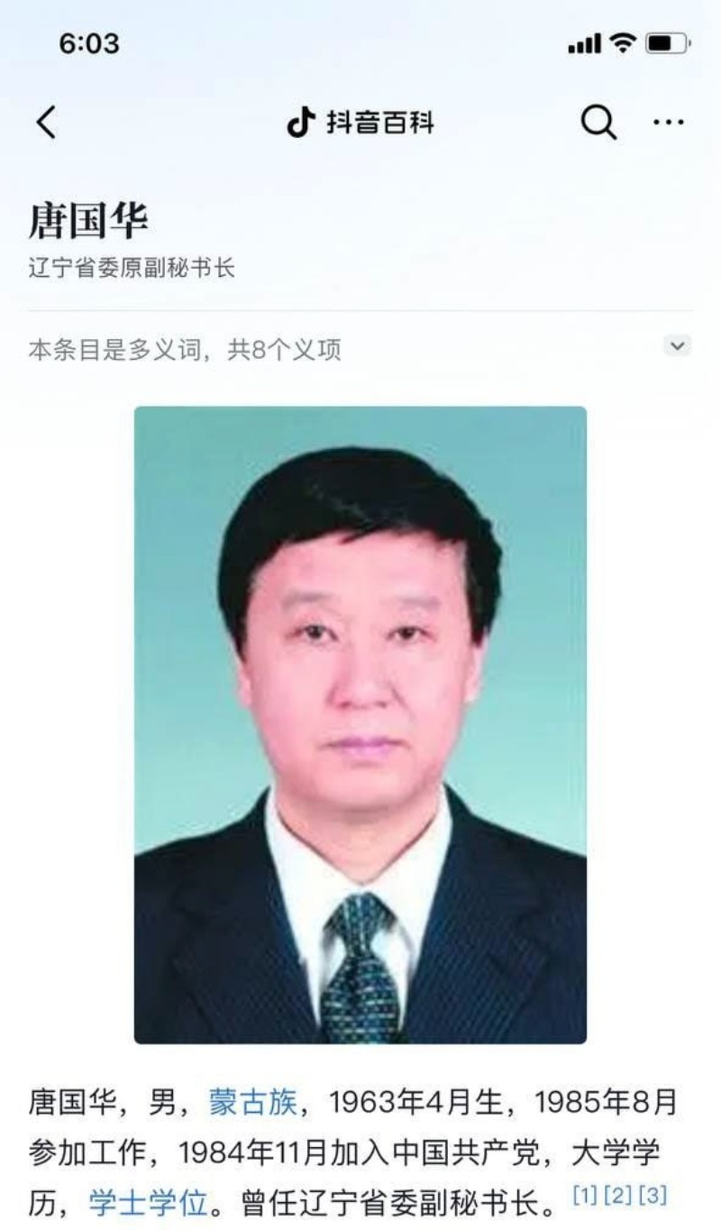 辽宁省委原副秘书长唐国华落马2