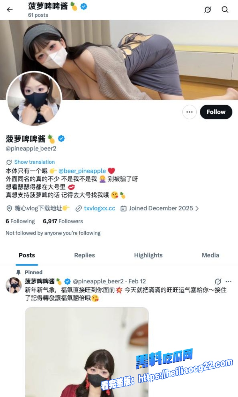 推特网黄菠萝啤0