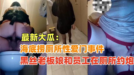 黑丝老板娘和员工在海底捞厕所偷情，绝对真实超刺激！ 封面