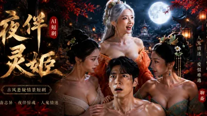 夜伴灵姬 AI短剧 巨乳美女每晚用肉体服侍陪伴 深喉口交吞吐 各种姿势轮换抽插直接被榨干 封面