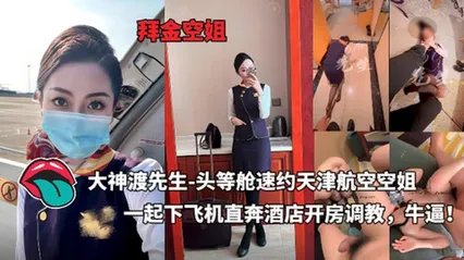 大神渡先生-头等舱速约天津航空空姐，一起下飞机直奔酒店开房调教，牛逼！ 封面