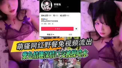网红野餐兔萌骚视频 紫色内衣口交 被大肉棒操到喷水 封面