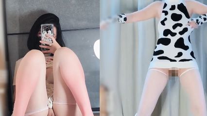 抖音网红反差母狗福利姬 奶咪 Naimi 粉红丝袜奶牛装扮性感裸舞 用假鸡巴抽插粉穴菊花插入肛塞在线求操！ 封面