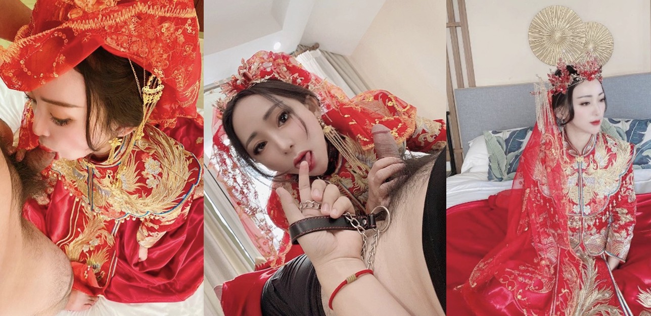 推特高颜值福利姬 肥臀兔兔 穿着中式婚纱口交 大红色礼服诱惑感满满!