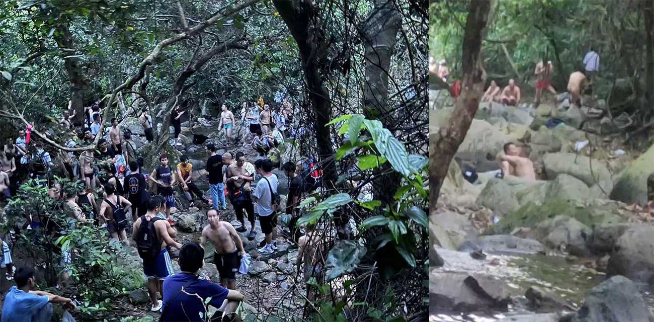 深圳老虎涧百位基佬山上开pretty 遇到帅哥就上去摸打水炮场面相当壮观!