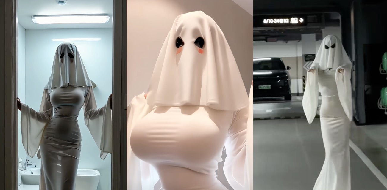 万圣节Riona_AiseCos幽灵少女自慰私拍 性感幽灵装假鸡巴狂插喷白浆 娇喘颤抖不止