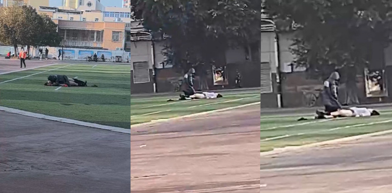 学生界的狠人!小情侣在操场上脱掉裤子就开干 这得饥渴到什么程度如此疯狂?