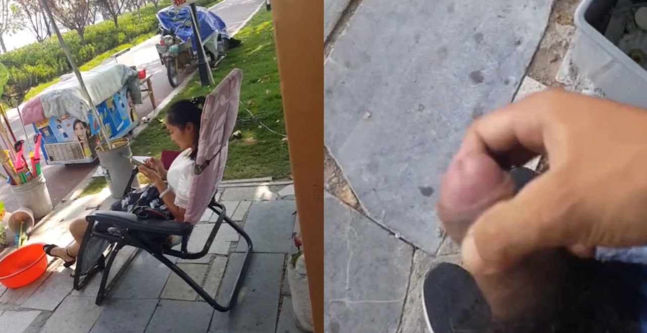 猥琐老六对着小卖部老板娘打飞机 鸡儿太短小被无视好尴尬 老板娘估计都要醉了!