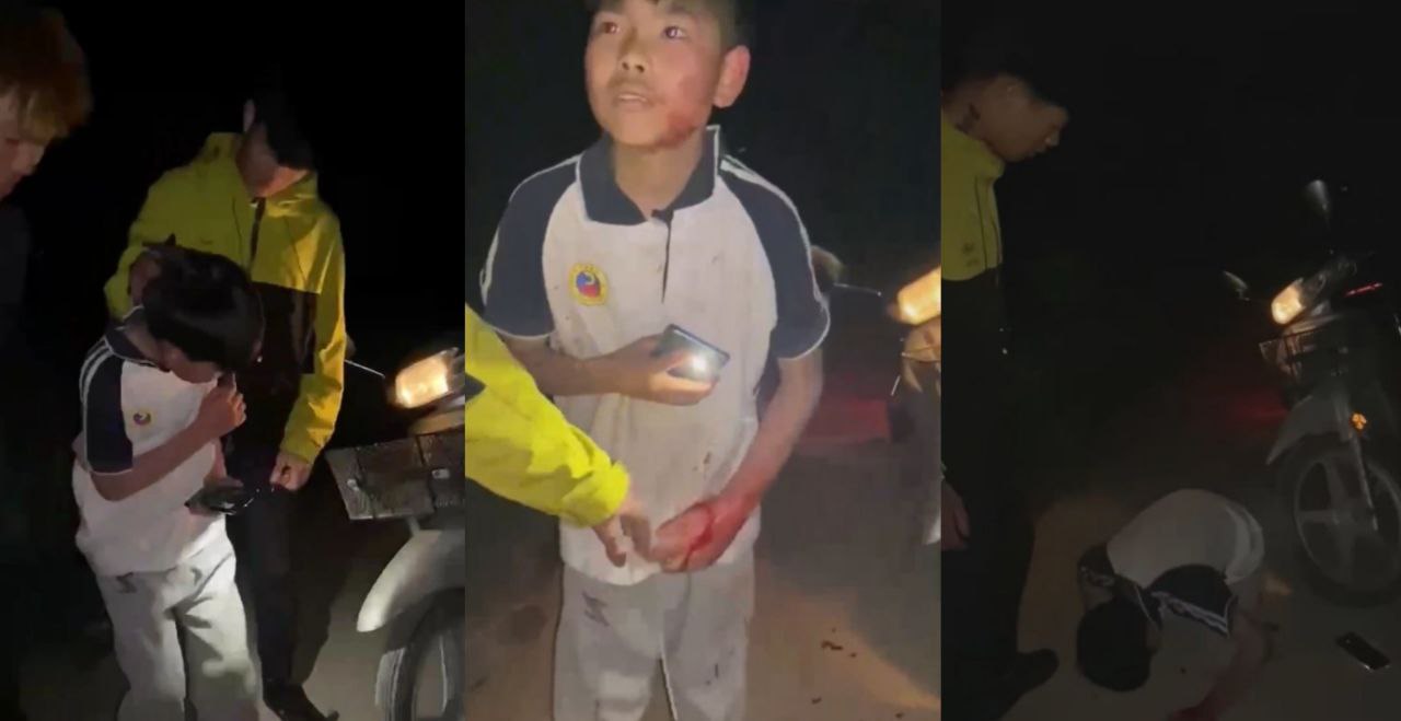 河北邢台威县几个社会小伙霸凌初中生且大胆拿刀子捅 威逼利诱其受害人跪地磕头!