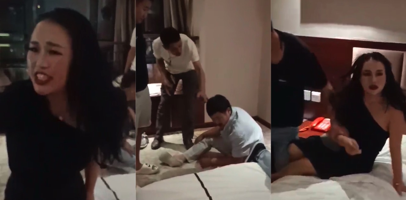 抓奸现场!女子偷情被老公发现,进入酒店抓着用鞋底疯狂抽打!