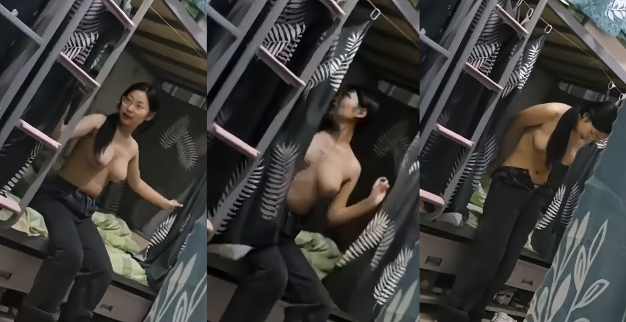 精神小伙指使女朋友偷拍室友换衣服 这奶子太大了,好想抓一把