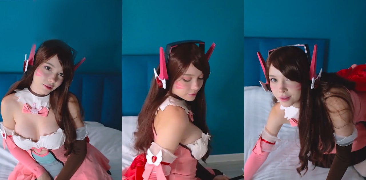 KateKuray守望先锋D.Va粉色兔兔装 cosplay床上大尺度私拍