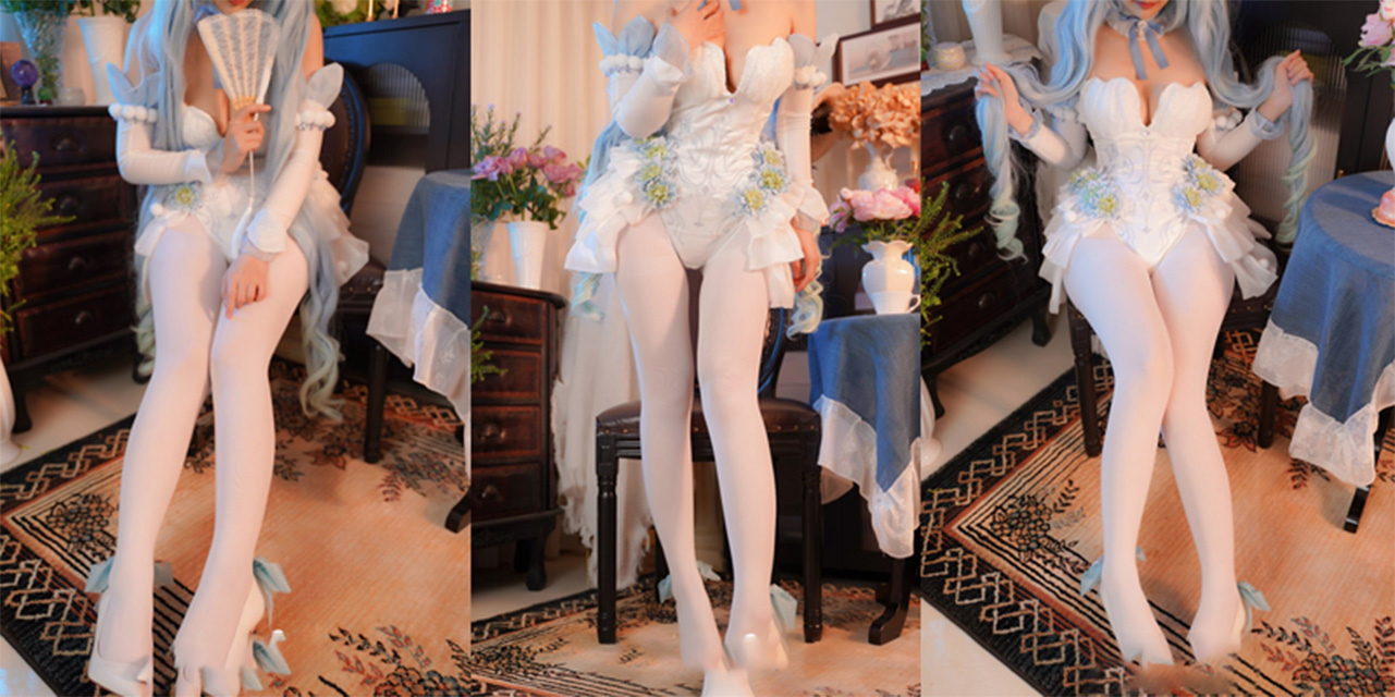 铃木美咲 美脚的赐福 初音miku的粉蝶花精灵 这身真的超级花嫁!