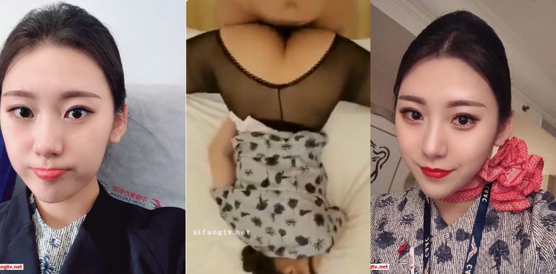 【网曝门事件】超靓东航空姐韩X和男友性爱私拍流出 制服女神翘丰臀抽插后入 黑牛大屌双插浪叫!