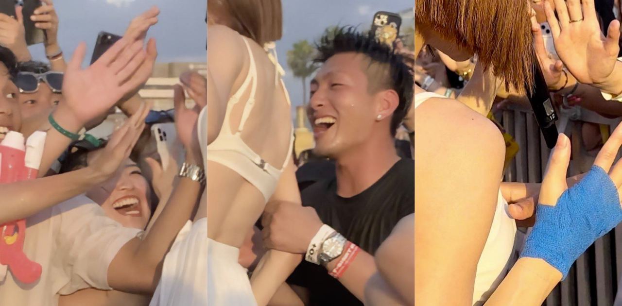 韩国高颜值DJ女神“SODA”近日在参加日本的音乐节时被数名变态饿狼袭胸猥亵,就差当场扒出长枪!