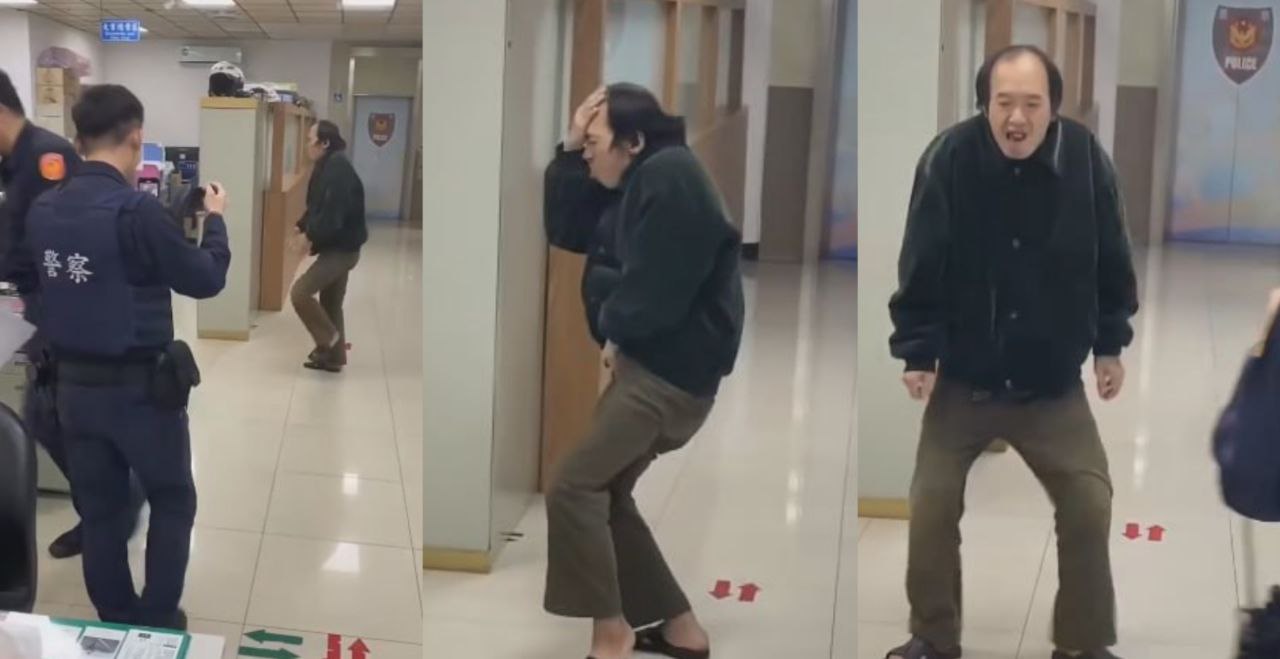 人才甚是多台湾真不少~拖鞋大叔警局表演迈克尔杰克逊经典舞蹈 搞笑舞姿警察都逗笑了