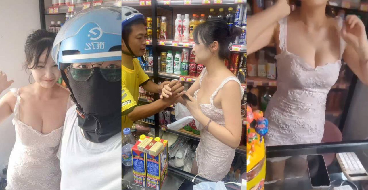 网红打卡点出现!杭州西湖区惠立减超市老板娘因穿着暴露成外卖员打卡地