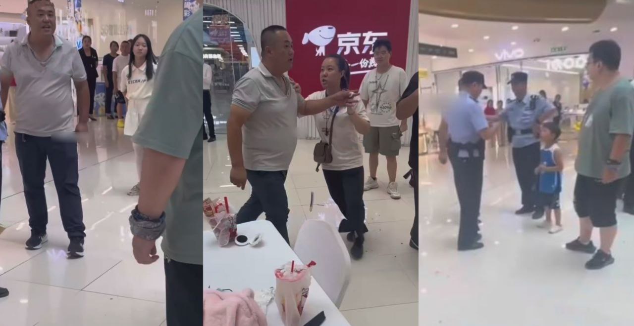 甘肃酒泉某商场 一肥猪男子光天化日之下暴打coser 工作人员进行劝阻也被一并掌捆 !