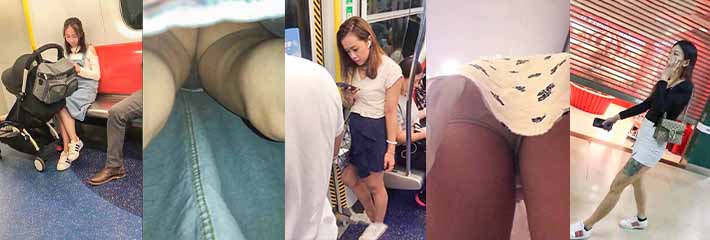 香港地铁美女露脸抄底,裙底风光大合集