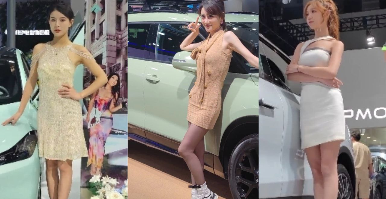 抖音说车博主 抄底美女车模的裙底偷拍 里面白色内裤春光乍现 真有种想要冲上去闻一下的冲动?