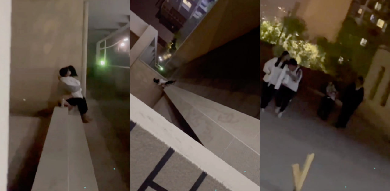 郑州某职校情侣在天台做爱遭偷拍,墙角下的爱情是“甜美的”