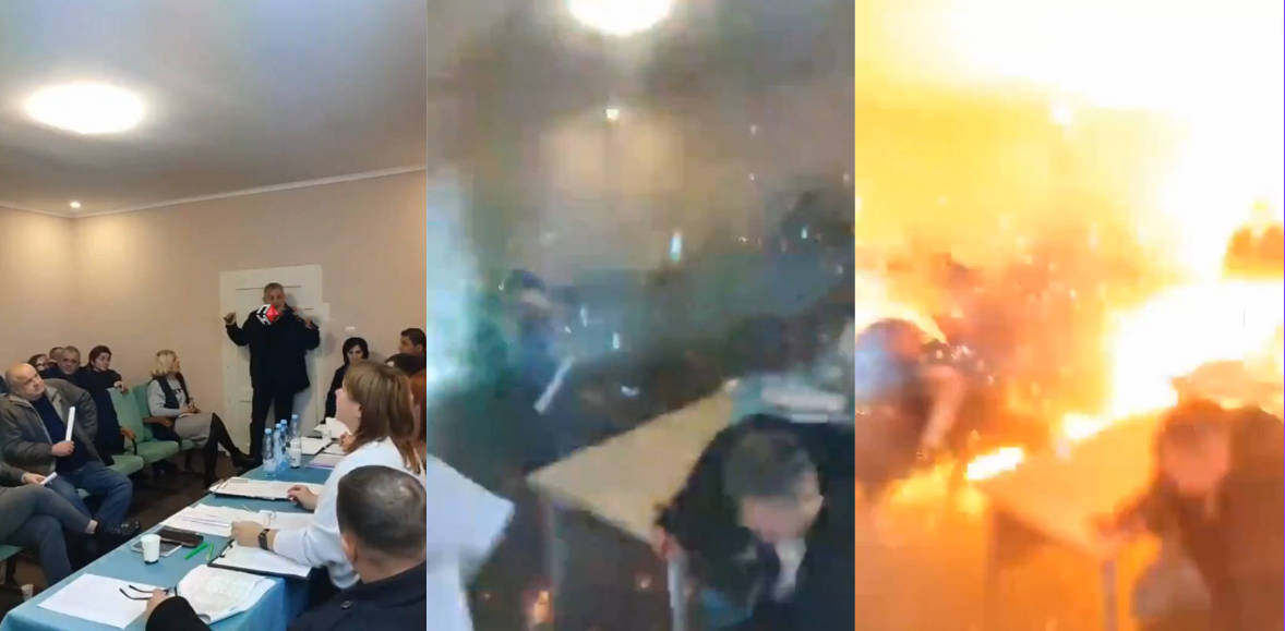 真实战争影像!乌克兰西部外喀尔巴阡山脉驻村政府代表在当地村委会会议室内引爆3颗手榴弹!