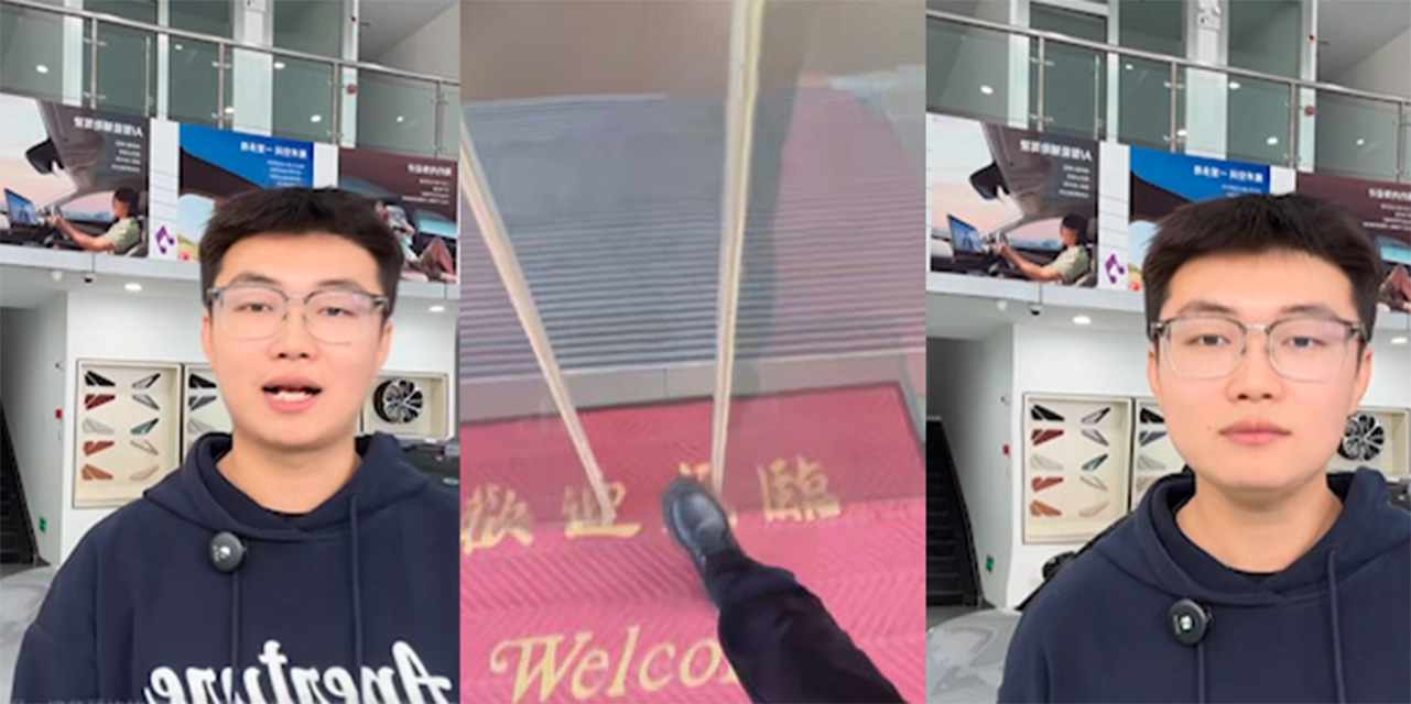海口小鹏4S店感应门夹脚炸裂!玻璃门直接掉落碎一地 店员逆天甩锅