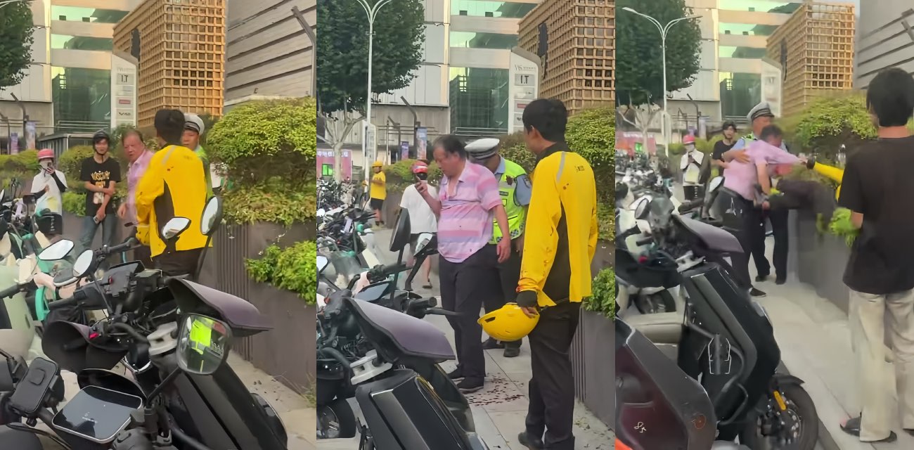 梦时代出先砍人事件 出租车司机与外卖小哥街头发生冲突  出租车司机掏出砍刀伤人