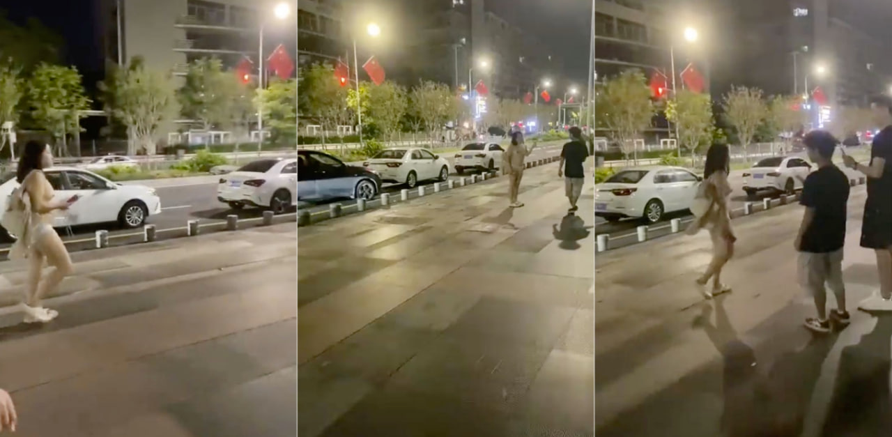 广东惠州女子深夜全裸问路!被人连拍后还对着镜头比心!