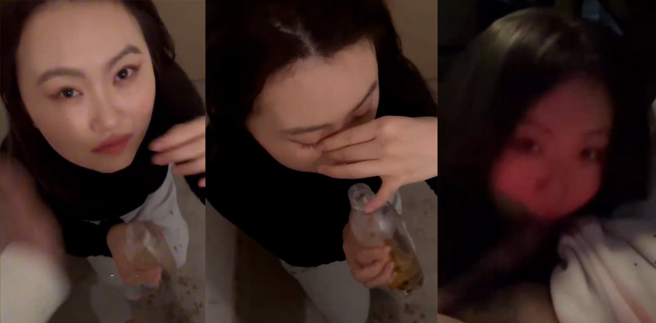 极品反差母狗半夜楼梯间被主人强迫喝尿
