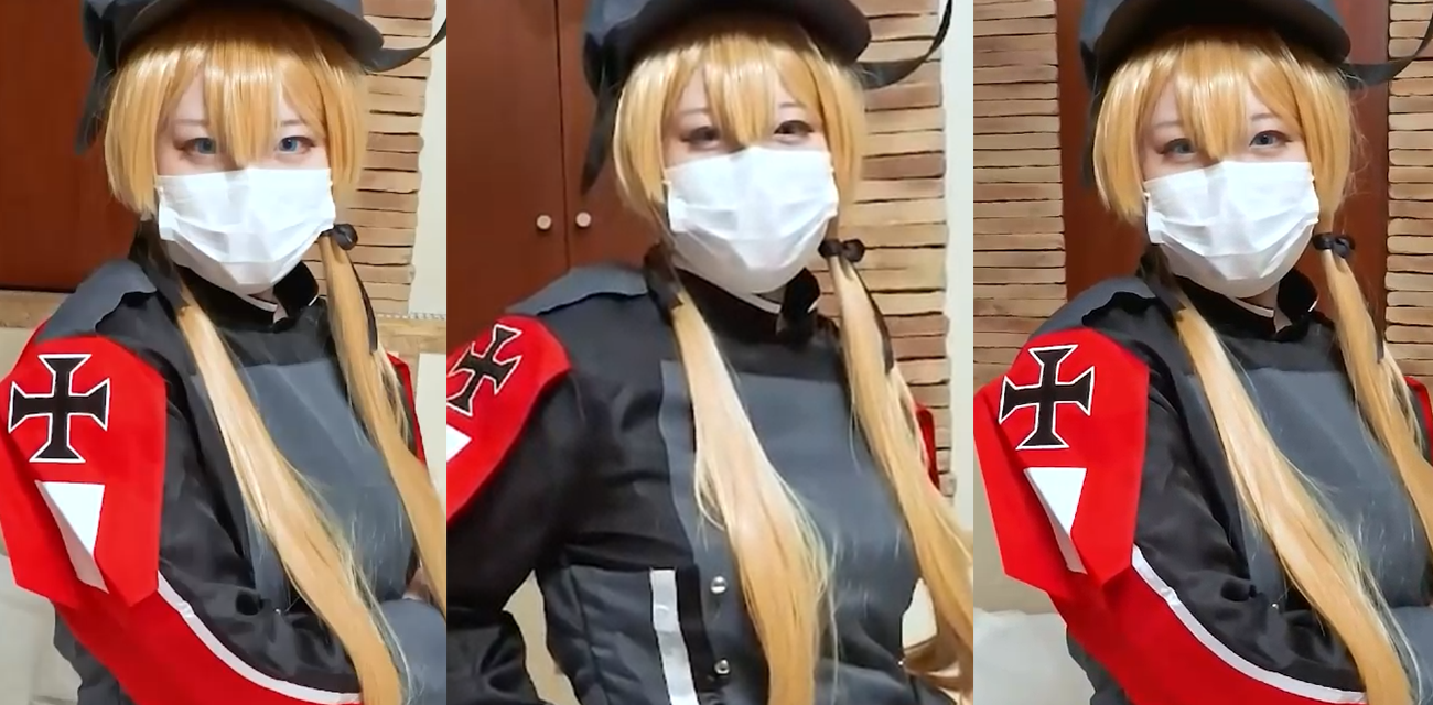 口罩女孩FC cos舰队女孩  紧身军装勒爆奶子 舰娘爱好者的福音