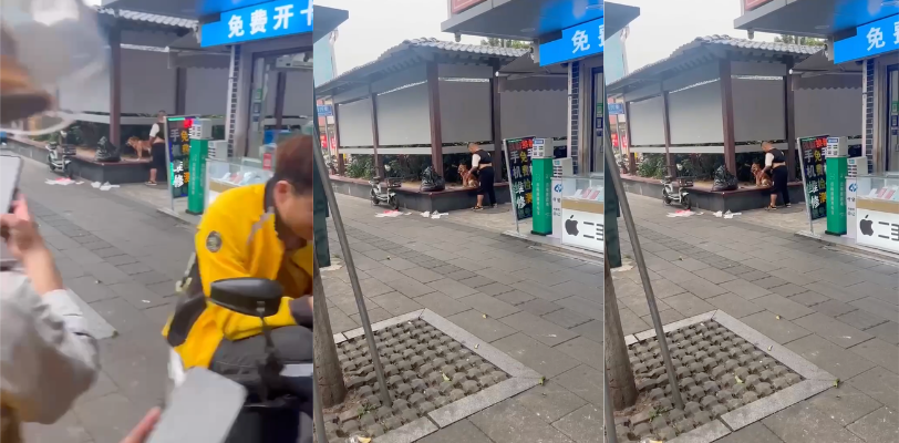 网传广东某地一男子与狗交配!属实佩服大哥的勇气 街头掏屌操小狗真刺激!