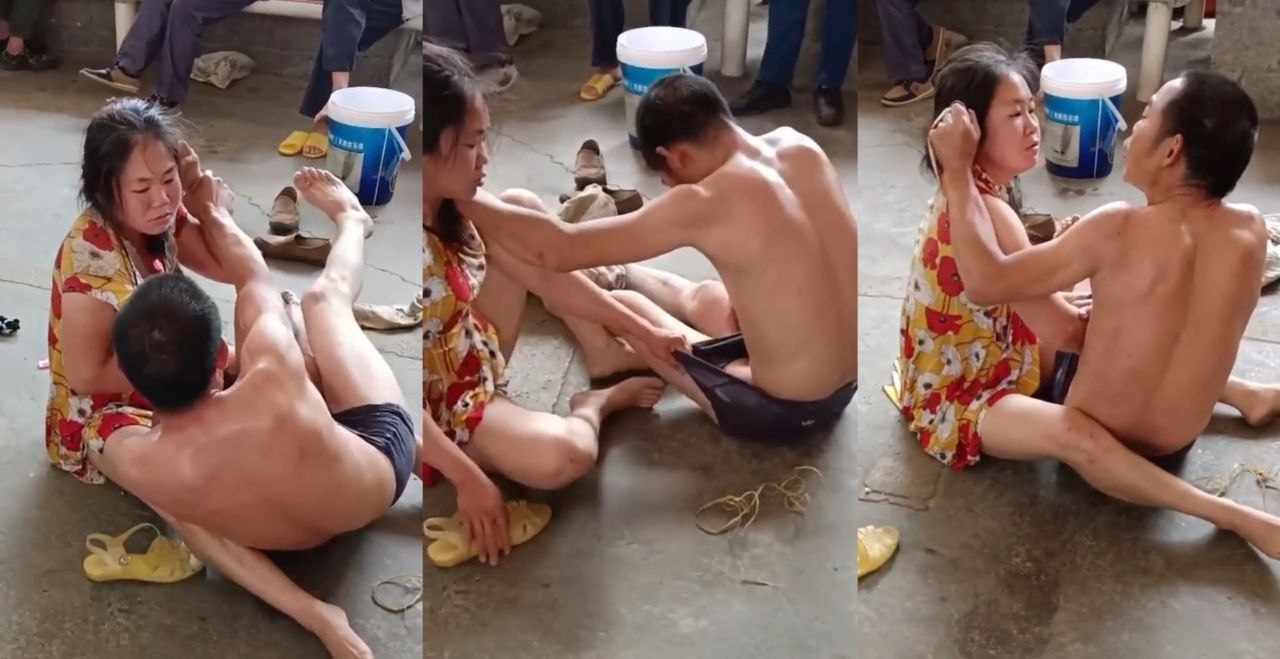 广西百色一对男女互殴 打到裤子都脱了 原因竟然是吃霸王餐 真是活不起了啊!