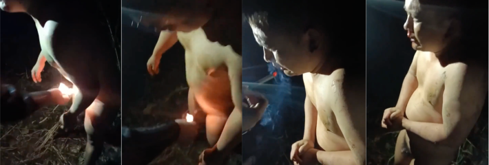 山东某地男子被人大冬天脱光了衣服火烧鸡巴!并扬言这也就是在山东!