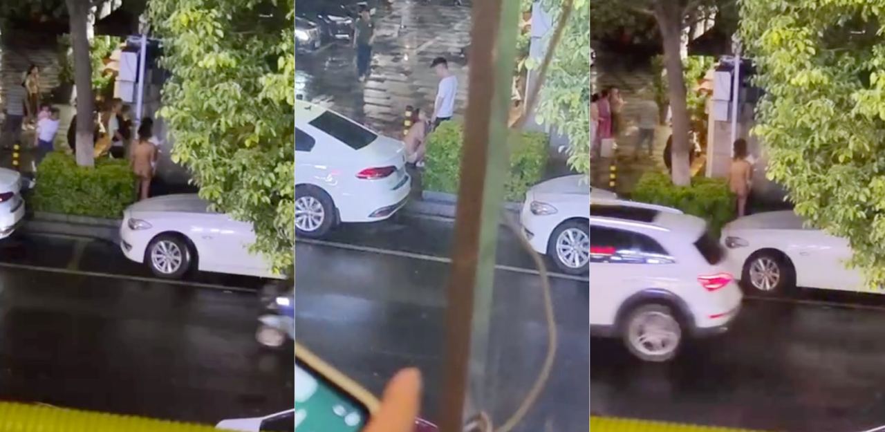 西昌小姐姐在路上做错事引起男友不满，小姐姐当场脱光衣服原地跪求原谅！