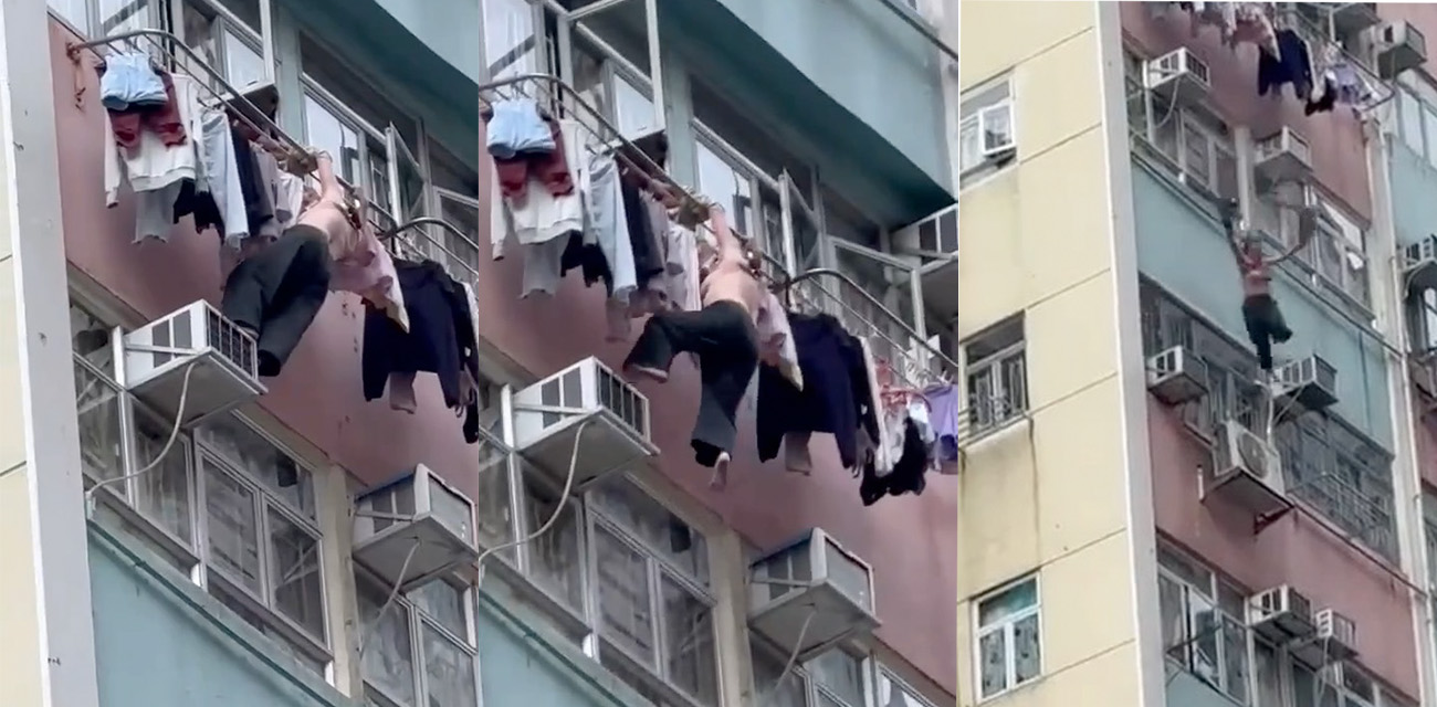香港北角惊现谋杀现场!半裸女子吊在楼外被人踢下坠楼 送医不治身亡