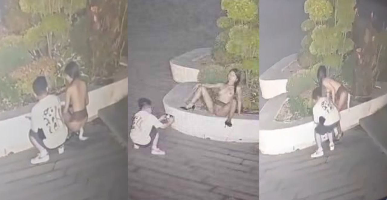 上海浦东沔青公园的瓜 骚鸡深夜跟男人玩户外露出拍淫照被监控拍下曝光!
