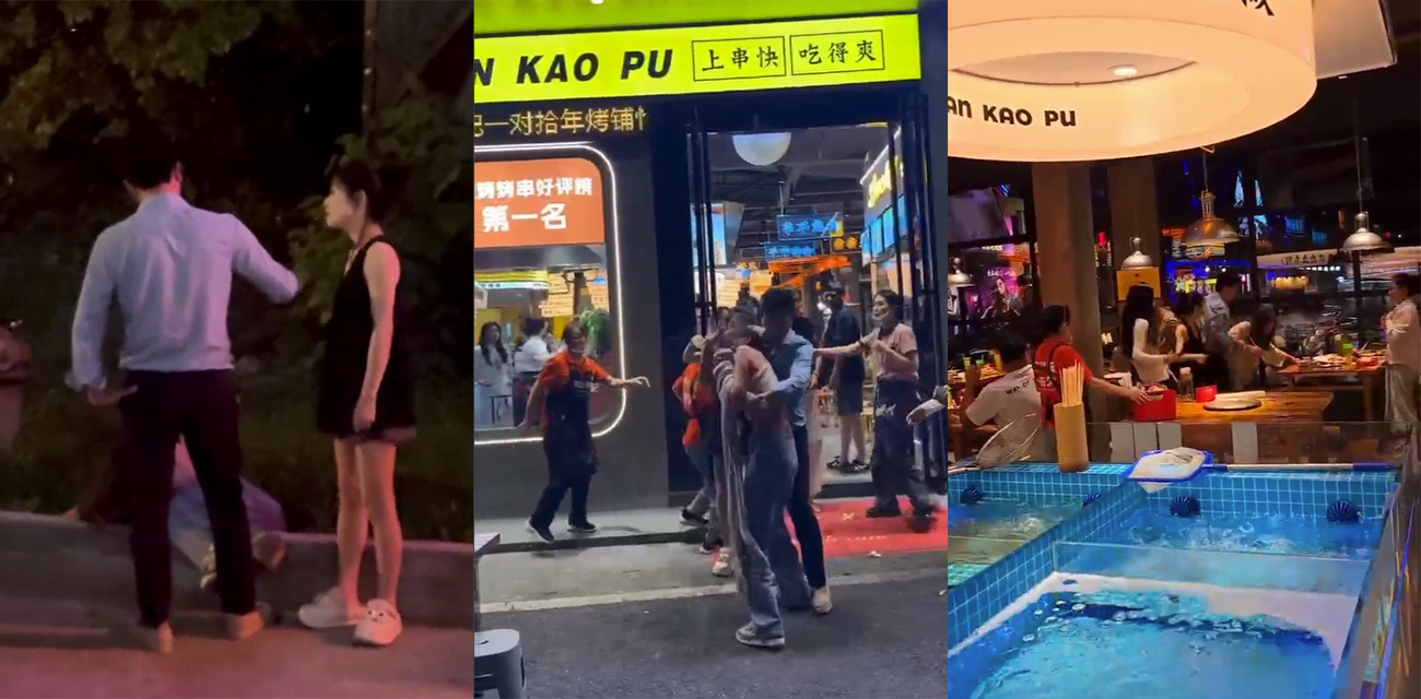 捉奸现场!原配发现老公跟小三出来约会 怒扇出轨男跟小三大逼兜!