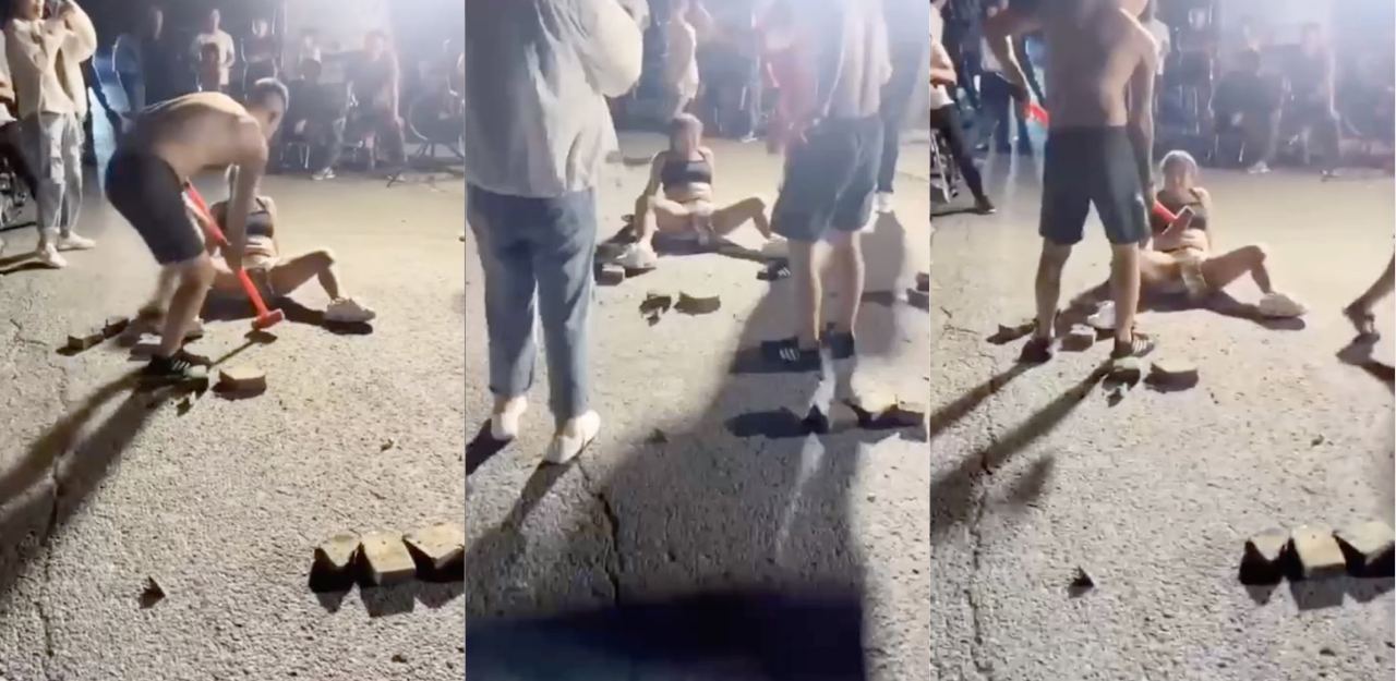 超乎你的想象!淫荡骚货女主在大街上公然展现“马戏团”之骚逼碎砖头!