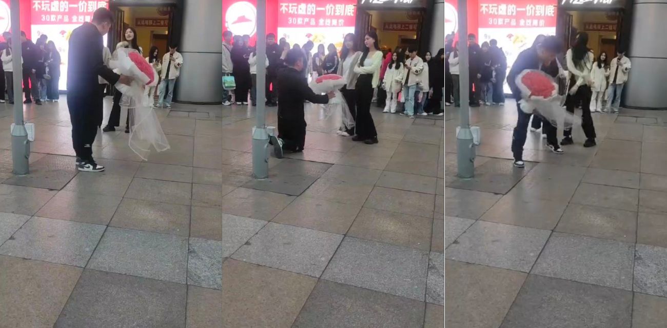 广西南宁男网红当街求婚女神 被一耳光打飞尊严打掉人格 爱情真的需要放下尊严去争取吗?