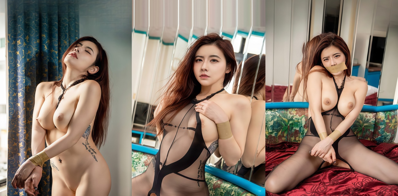 台湾御姐费爵娜 窒息式欲望 穿着黑丝被胶带封嘴禁锢 这骚样谁都想捅一捅