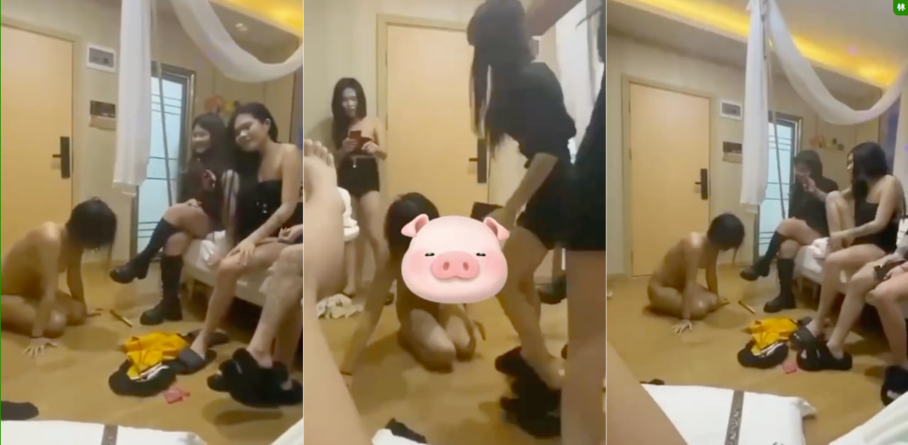 广西某地一群贱女人霸凌一个女孩,逼着女孩全裸让其第一次给他爸!