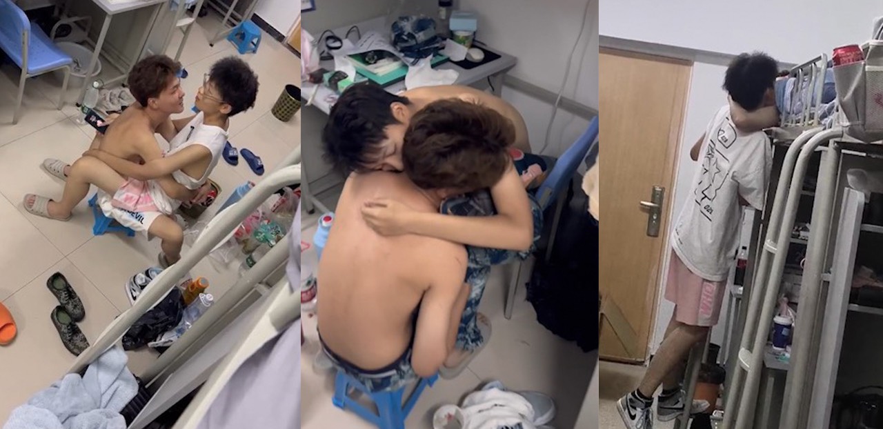 汕头一中高三男同 刘璨恺 和大一男生在宿舍做爱被抓现场 十分炸裂!