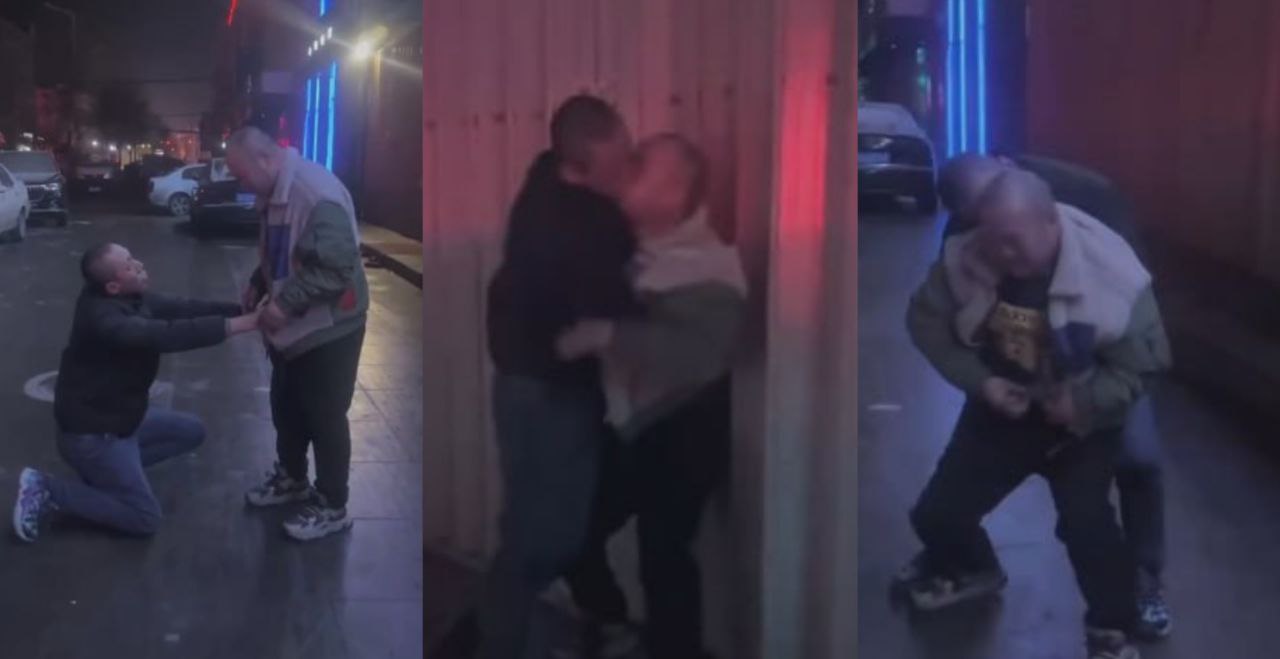 两个男同壮汉在大街上热烈拥吻表白 你到底爱不爱我 老公我爱你 场面十分震撼 颠倒三观!